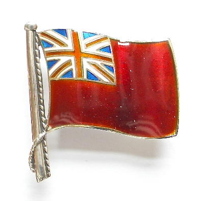 Merchant Navy Red Ensign flag silver and enamel brooch
