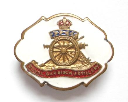 Royal Garrison Artillery white faced enamel sweetheart brooch
