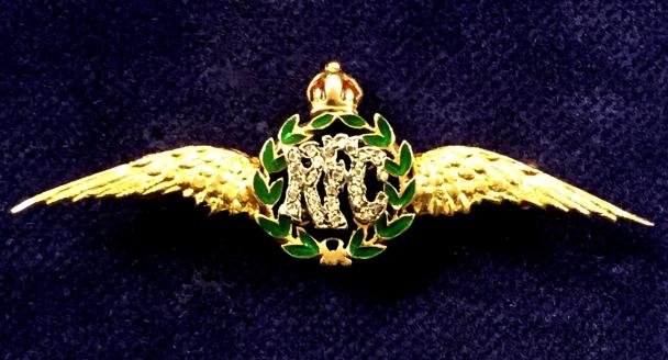 WW1 Royal Flying Corps Pilot's Wing Diamond RFC Sweetheart Brooch.