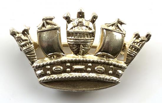 Royal Navy and Merchant Services silver nautical crown brooch