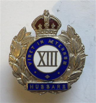 Great War 13th Hussars silver sweetheart brooch