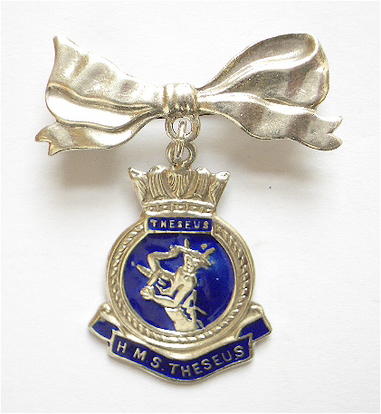 HMS Theseus silver and enamel sweetheart brooch