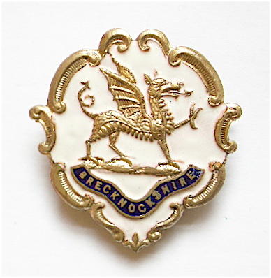Brecknockshire South Wales Borderers white faced enamel sweetheart brooch