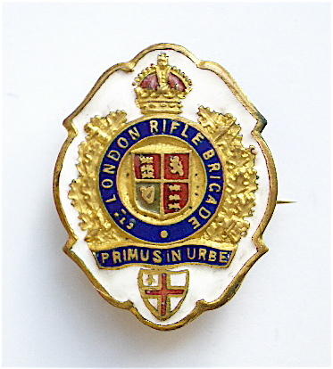 London Rifle Brigade white faced enamel sweetheart brooch