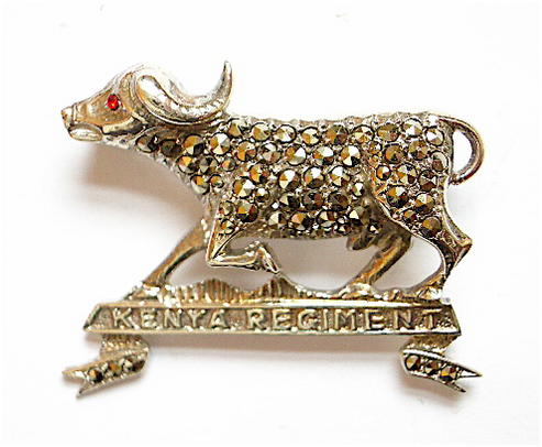 Kenya Regiment silver and marcasite sweetheart brooch