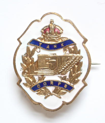 Tank Corps white faced enamel sweetheart brooch