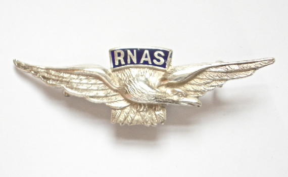 Royal Naval Air Service silver and enamel RNAS sweetheart brooch