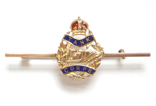 Tank Corps gold and enamel regimental sweetheart brooch