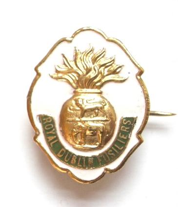 Royal Dublin Fusiliers white faced enamel sweetheart brooch