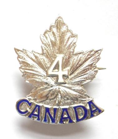 Canadian 4th Infantry Bn CEF 1917 silver sweetheart brooch