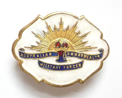 Australian Military Forces white faced enamel sweetheart brooch