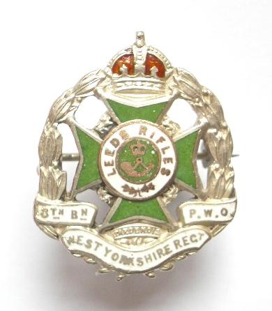 West Yorkshire Regiment PWO Leeds Rifles 1940 silver sweetheart brooch