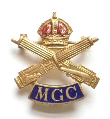 Machine Gun Corps gilt and enamel sweetheart brooch