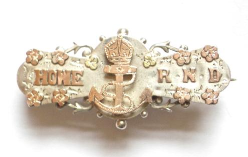 Royal Naval Division Howe Battalion 1915 silver RND sweetheart brooch