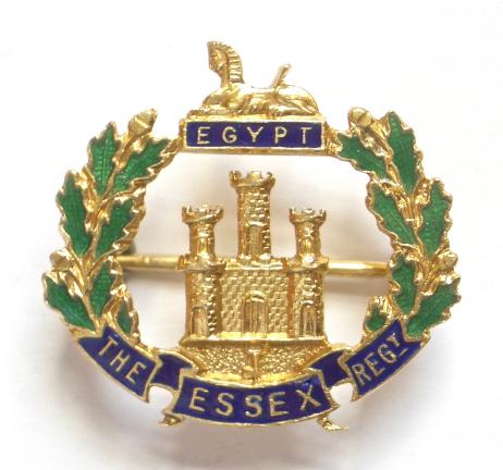 Essex Regiment 9ct gold and enamel sweetheart brooch