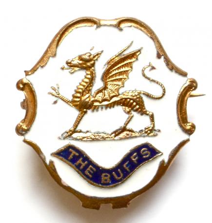 The Buffs East Kent Regiment white faced enamel sweetheart brooch