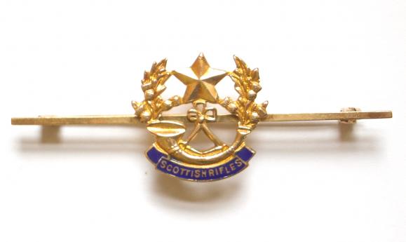 Cameronians Scottish Rifles gold and enamel sweetheart brooch