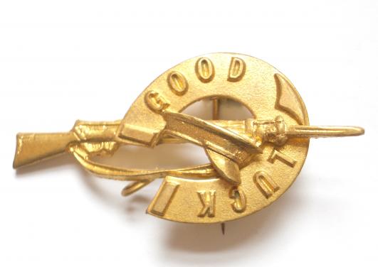 Good Luck horseshoe trench cap rifle sweetheart brooch