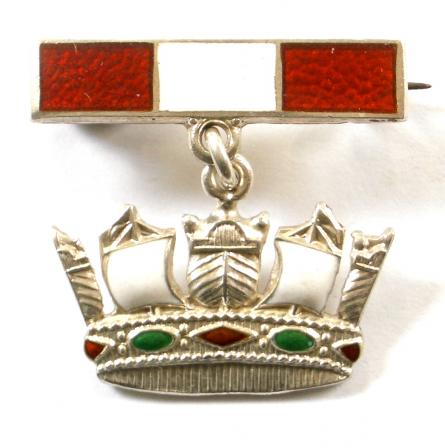 WW2 Royal Navy Silver & Enamel Naval Crown Sweetheart Brooch by James Fenton.