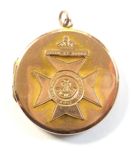 The King's Royal Rifle Corps 1916 gold photograph locket by Payton Pepper & Sons