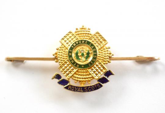 WW1 Royal Scots 15 carat Gold & Enamel Regimental Sweetheart Brooch.