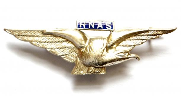 WW1 Royal Naval Air Service Pilot's Wing Silver & Enamel RNAS Sweetheart Brooch.