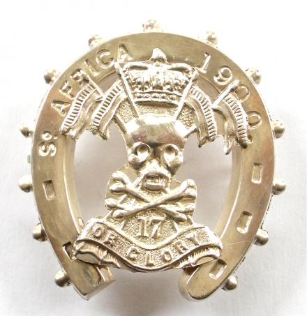 Boer War 17th Lancers, 1901 Hallmarked Silver South Africa 1900 Horseshoe Antique Regimental Sweetheart Brooch.