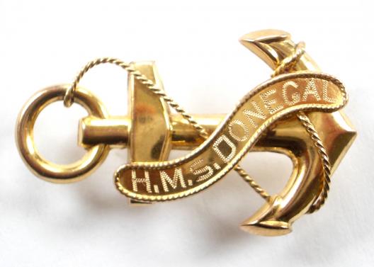 WW1 Royal Navy Ship HMS Donegal, Gold Anchor Sweetheart Brooch.