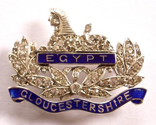 WW2 Gloucestershire Regiment Paste Diamond & Enamel Sweetheart Brooch by Ciro, London.