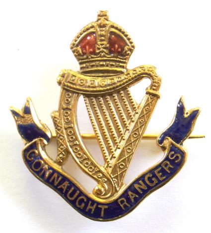 WW1 The Connaught Rangers Gilt & Enamel Irish Regimental Sweetheart Brooch.