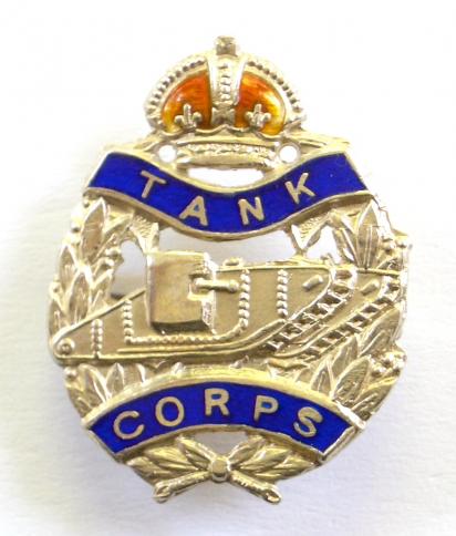 WW1 Tank Corps Silver & Enamel Regimental Sweetheart Brooch.