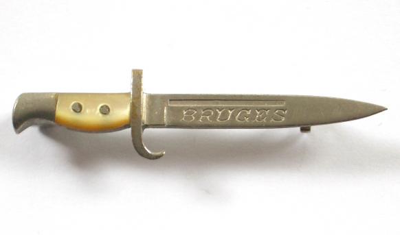 WW1 Bruges Battle Bayonet Sweetheart Brooch, Length 38mm.