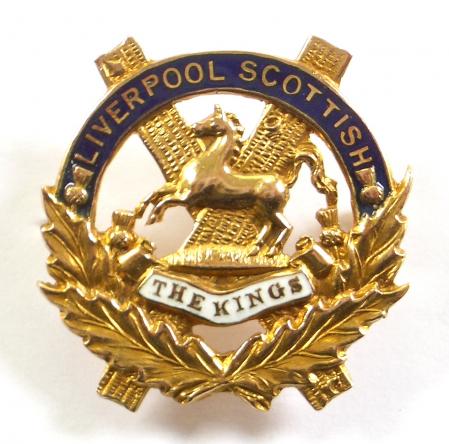 WW1 10th (Scottish) Bn.The King's (Liverpool Regiment) Liverpool Scottish, 1915 Hallmarked Gold & Enamel Sweetheart Brooch.