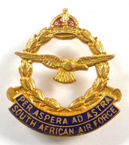 WW2 South African Air Force SAAF Gilt & Enamel Sweetheart Brooch by Stratton's England.