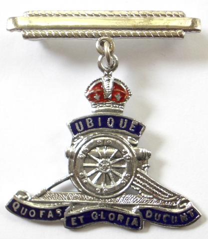 WW2 Royal Artillery Deco Style Suspension Bar, RA Pendant Sweetheart Brooch.