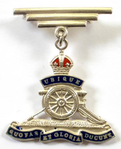 WW2 Royal Artillery Deco Style Suspension Bar, RA Silver & Enamel Pendant Sweetheart Brooch.