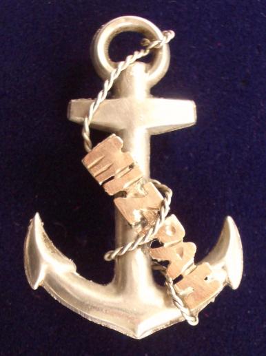 WW1 Royal Navy Mizpah, 1916 Hallmarked Hollow Silver Anchor Sweetheart Brooch.