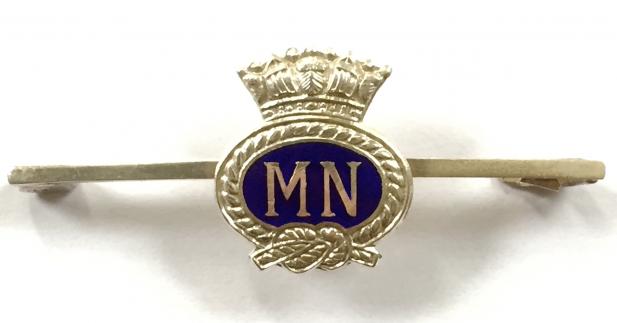 WW2 Merchant Navy Silver & Enamel Regimental Sweetheart Bar Brooch.