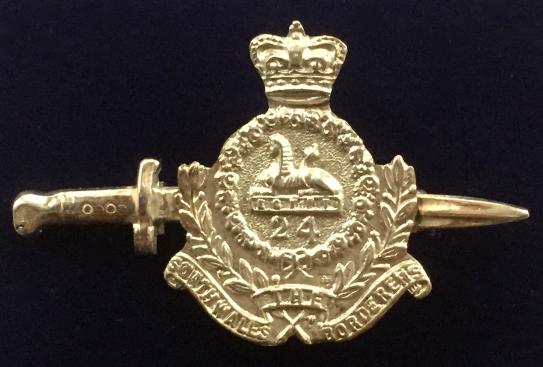 South Wales Borderers 1902 Hallmarked Silver Antique Regimental Boer War Bayonet Sweetheart Brooch.