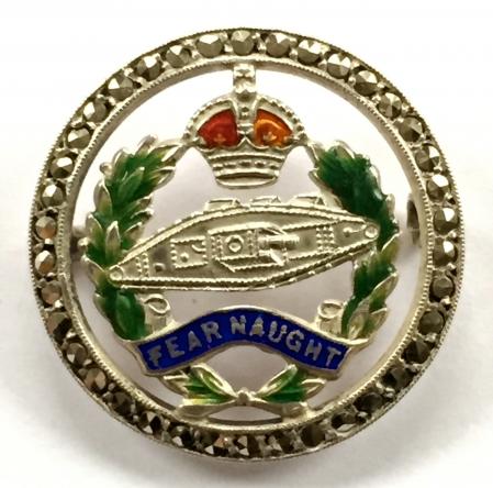 Royal Tank Corps 1924 Pattern Silver & Marcasite Regimental Sweetheart Brooch.