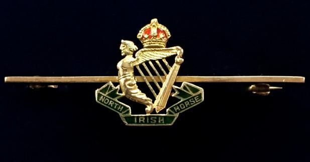 WW2 North Irish Horse Gold & Enamel Regimental Yeomanry Sweetheart Brooch.