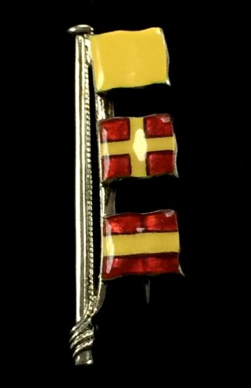 Royal Navy & Merchant Navy Silver & Enamel Naval Signalling Flag Brooch QR1.