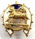 WW1 The Queens Royal West Surrey Regiment Lucky Horseshoe Enamel Sweetheart Brooch.
