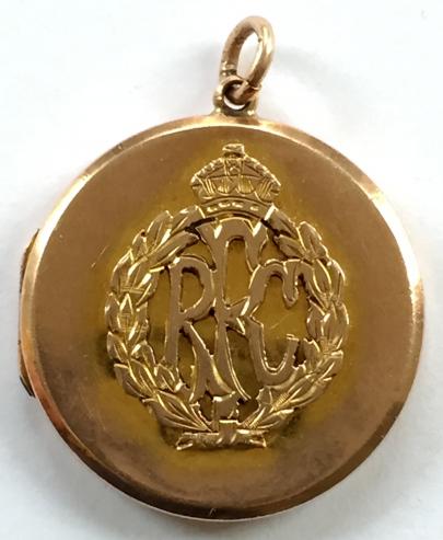 WW1 Royal Flying Corps Pilot, 1916 Chester Hallmarked Gold RFC Antique Regimental Photo Locket by Payton, Pepper & Sons Ltd.