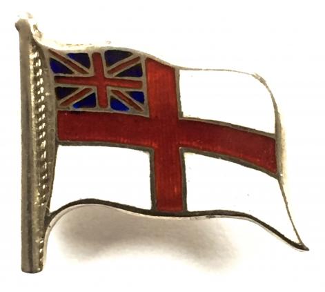 Royal Navy St George's Ensign, 1952 Hallmarked Silver & Enamel Flag Brooch by Turner & Simpson Ltd, Birmingham.