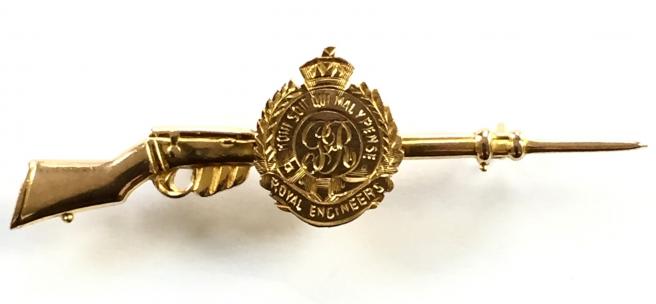 WW1 Royal Engineers Gold Regimental Rifle Sweetheart Brooch.