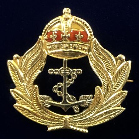 WW2 Royal Navy Officer's Style 9 Carat Gold & Enamel Sweetheart Brooch.