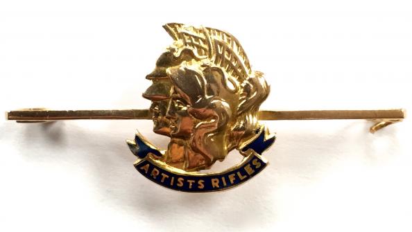 WW1 28th County of London Artists Rifles 1917 Hallmarked Gold & Enamel Sweetheart Bar Brooch.