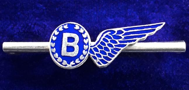 WW2 Royal Air Force Bomb Aimer's Brevet Wing, Silver & Enamel RAF Sweetheart Bar Brooch.