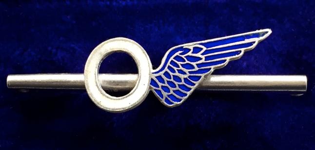 WW2 Royal Air Force Observer's Brevet Wing, Silver & Enamel RAF Sweetheart Bar Brooch.